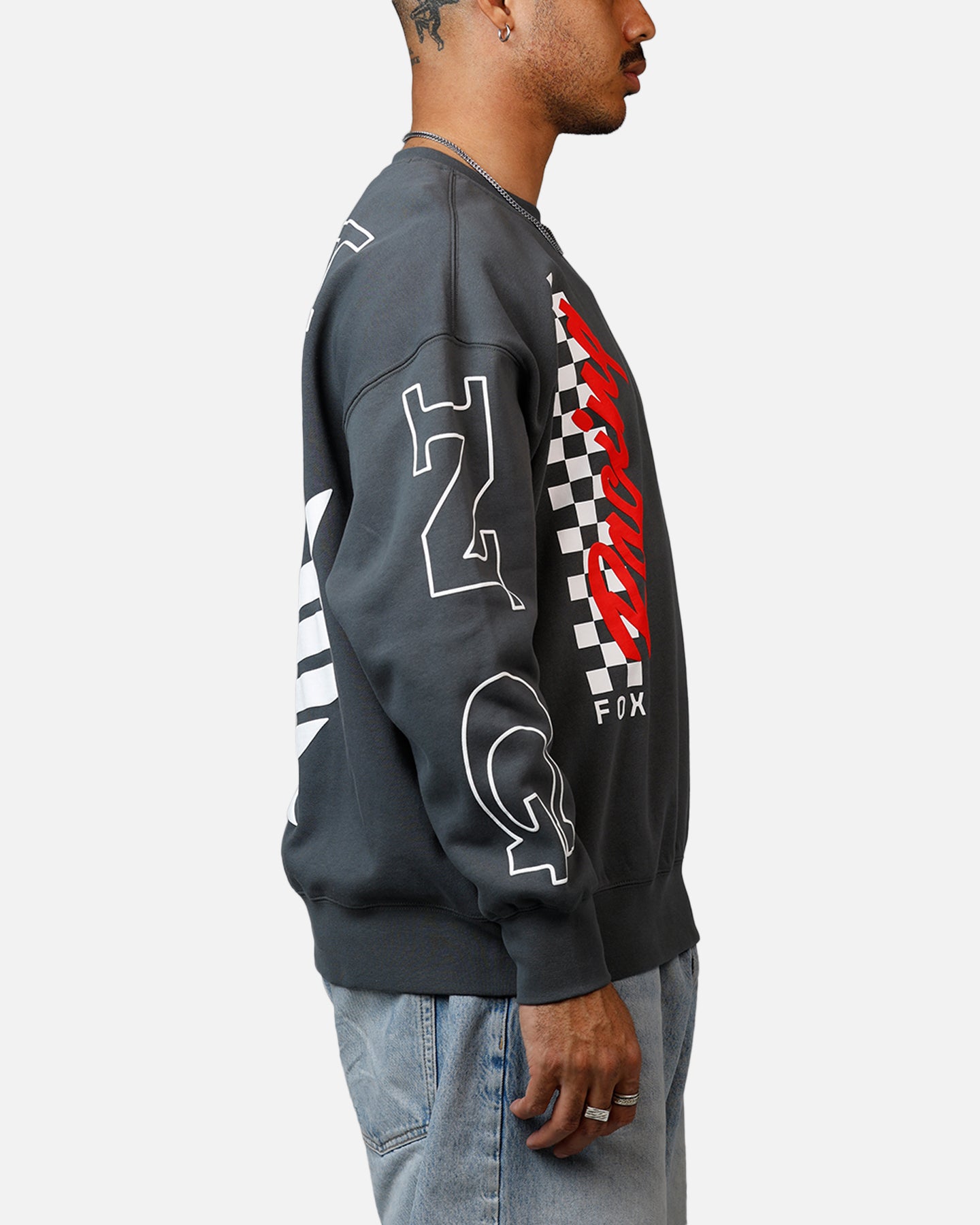 Fox Racing Honda Oversized Fleece Crewneck Dark Grey | Culture