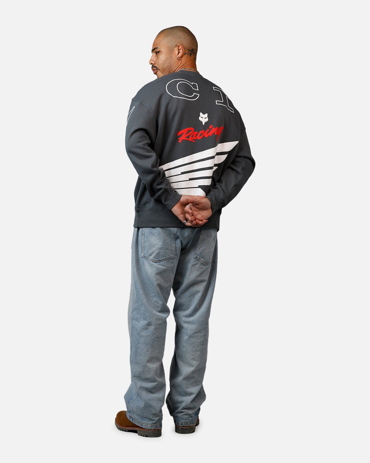 Fox Racing Honda Oversized Fleece Crewneck Dark Grey | Culture