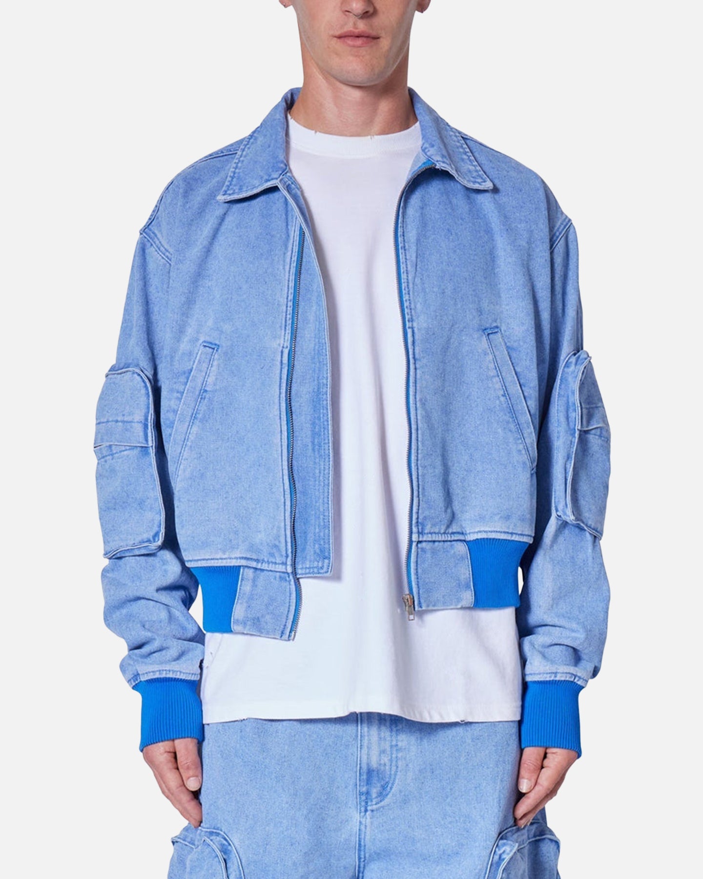 MNML Cropped Denim Jacket Blue | Culture Kings US