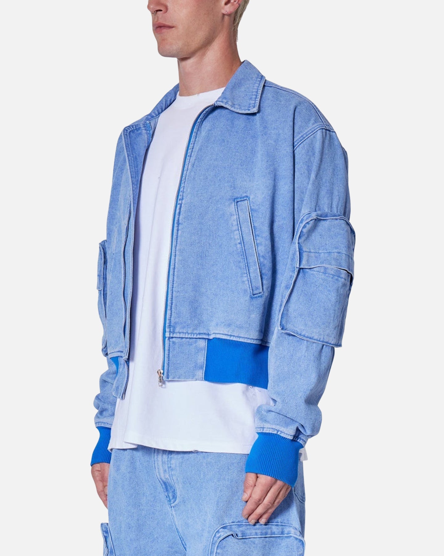 MNML Cropped Denim Jacket Blue | Culture Kings US