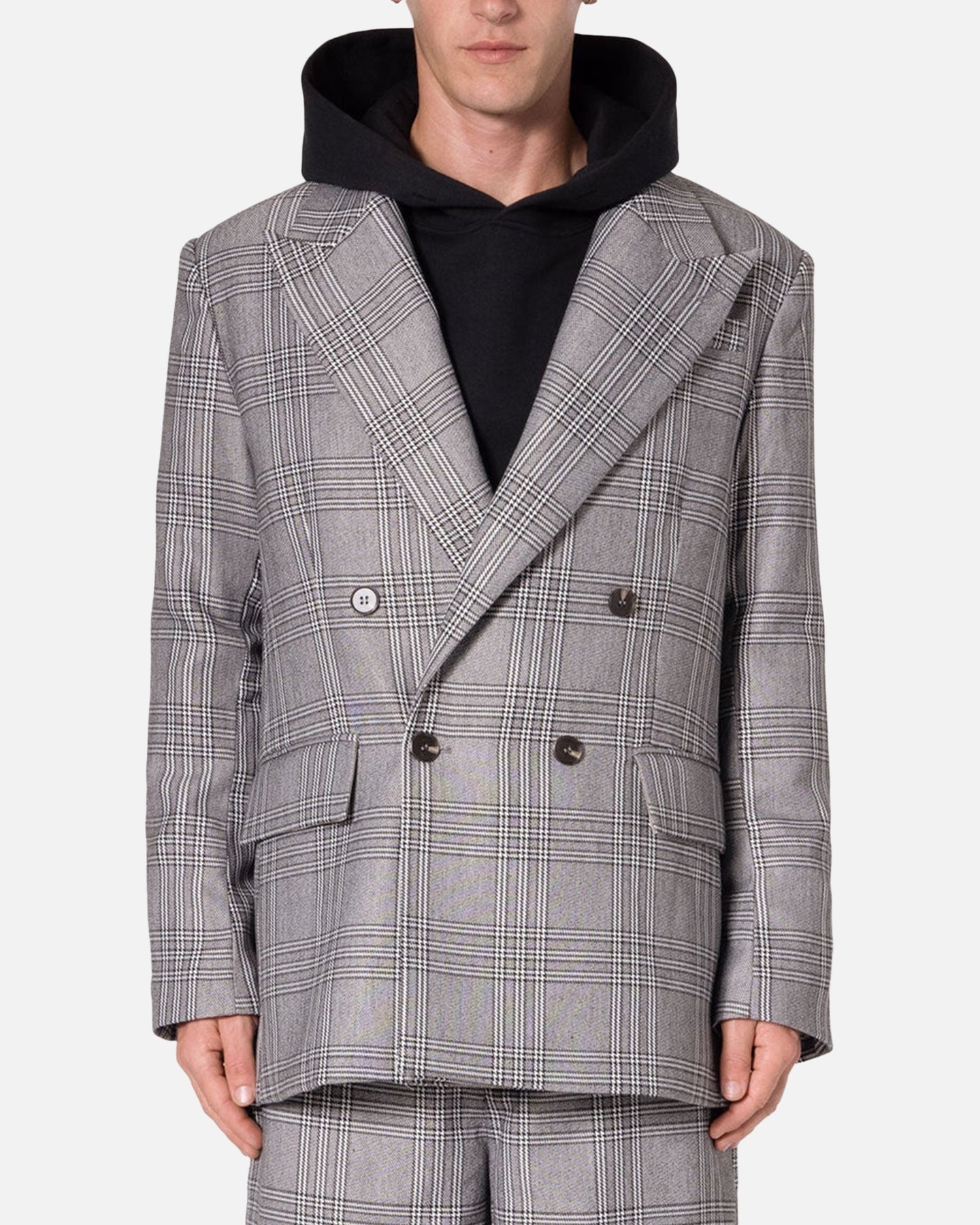 MNML Double Breasted Suit Jacket Black/Grey | Culture Kings US