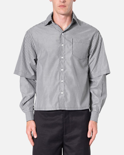MNML Double Layer Pinstripe Shirt Black