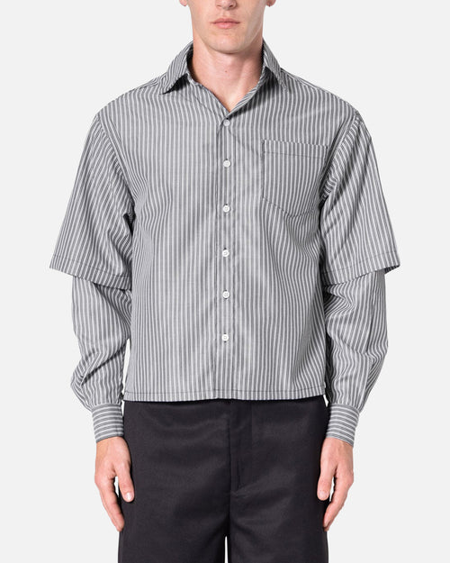 MNML Double Layer Pinstripe Shirt Black