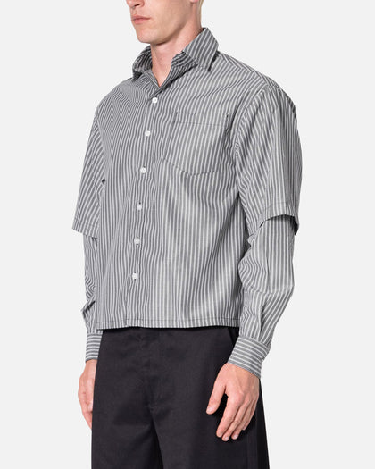 MNML Double Layer Pinstripe Shirt Black