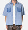 MNML Washed Denim Button Up Shirt Blue