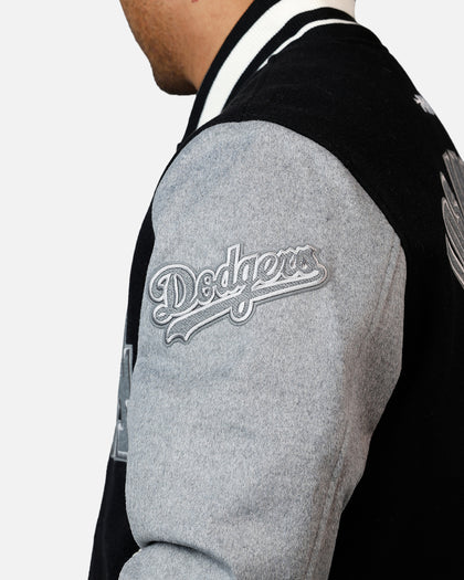 Pro Standard Los Angeles Dodgers Reverse French Terry Wool Varsity Jacket Black/Grey