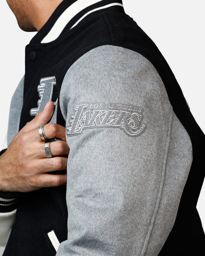 Pro Standard Los Angeles Lakers Reverse French Terry Wool Varsity Jacket Black/Grey