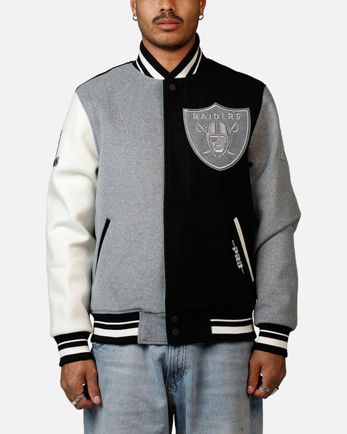 Pro Standard Las Vegas Raiders Reverse French Terry Wool Varsity Jacket Black/Grey