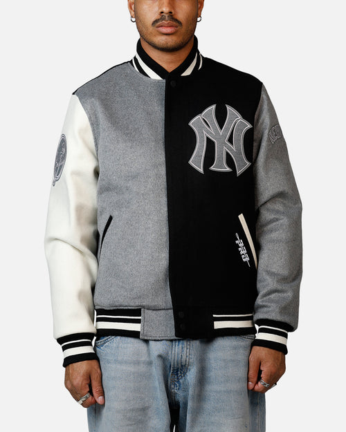 Pro Standard New York Yankees Reverse French Terry Wool Varsity Jacket Black/Grey