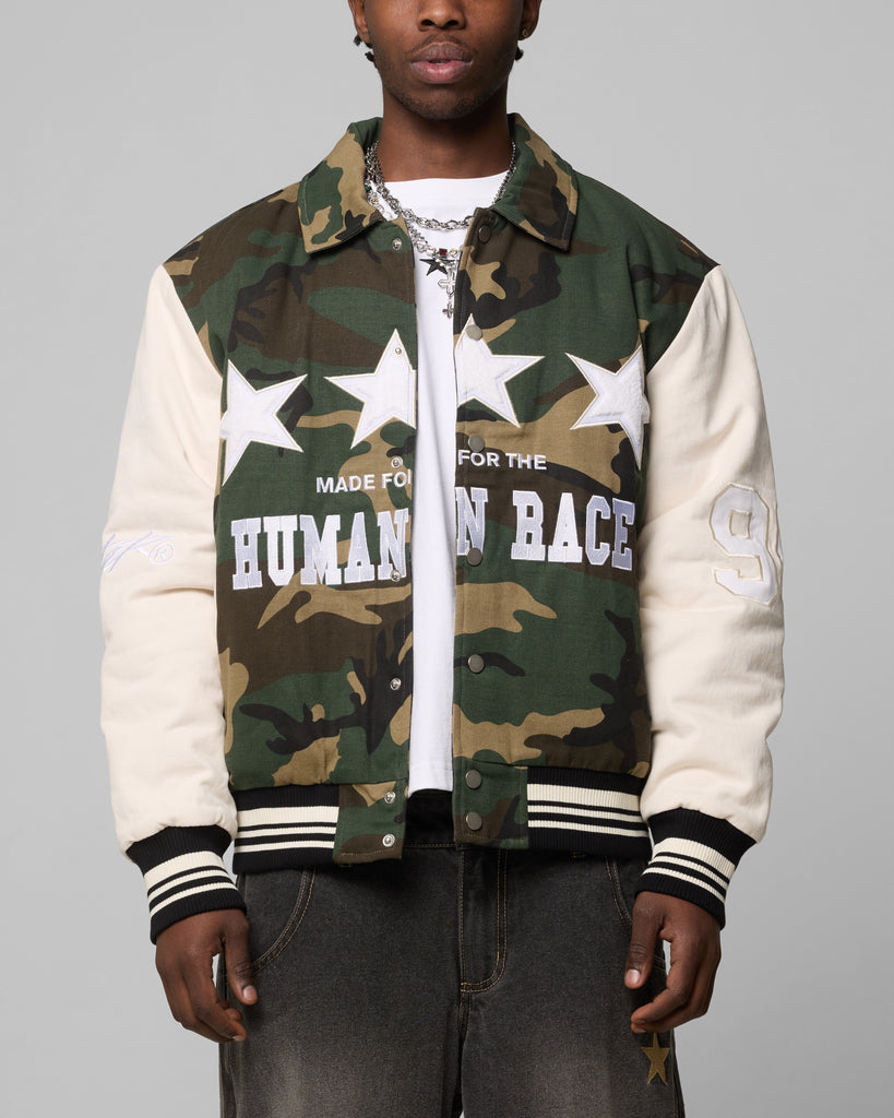 Loiter Star Child Varsity Jacket Woodland Camo | Culture Kings US