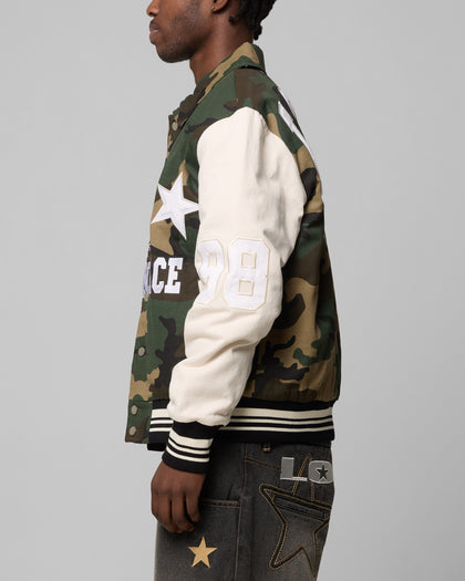 Loiter Star Child Varsity Jacket Woodland Camo Culture Kings US