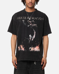 73Studio X House Of The Dragons Blood Vintage T-Shirt Black Acidwash