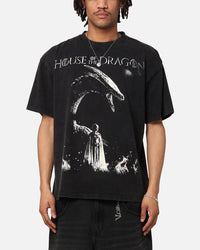 73Studio X House Of The Dragons Fire Vintage T-Shirt Black Acidwash