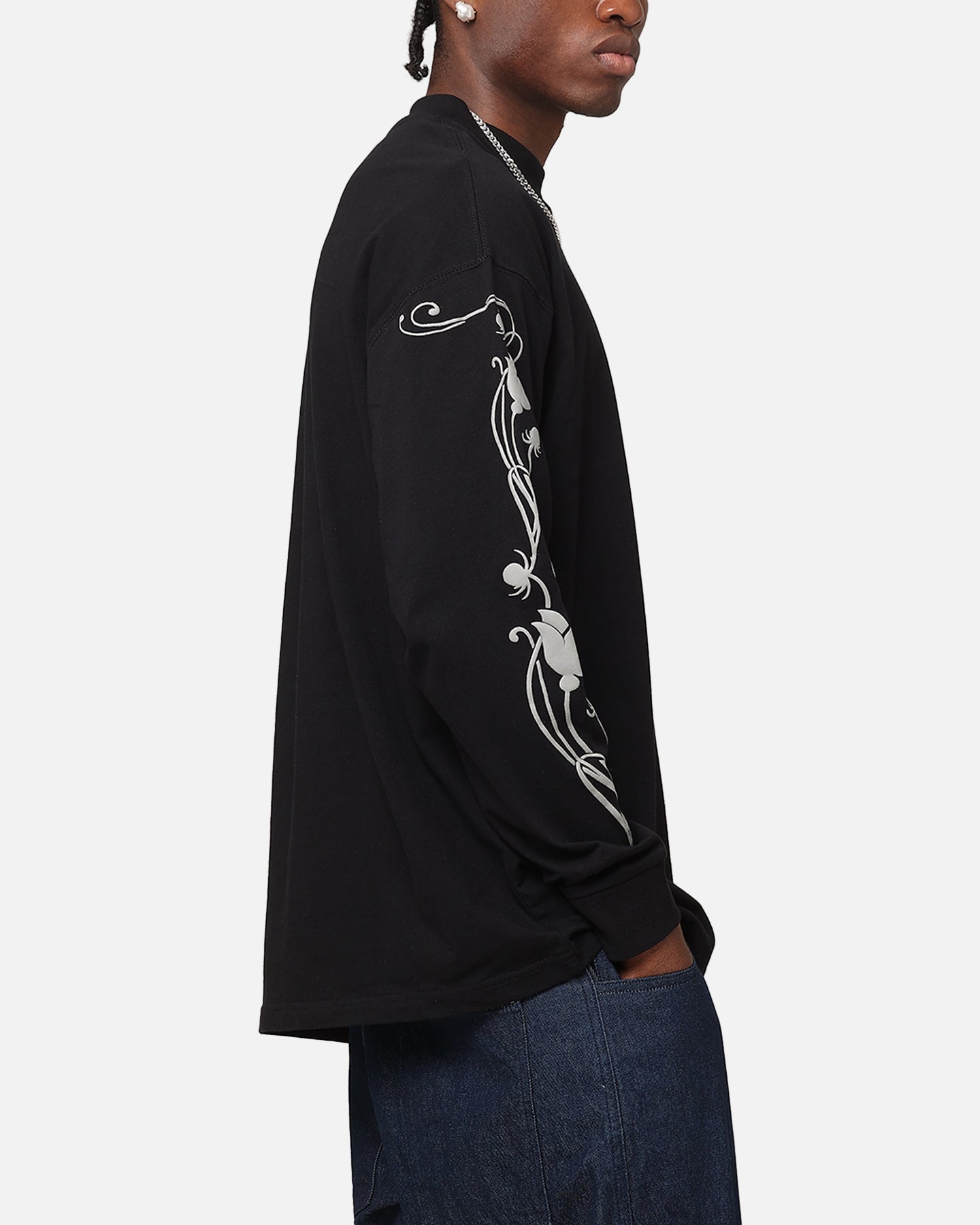 Carre Floral Oversized Long Sleeve T-Shirt Black | Culture Kings US