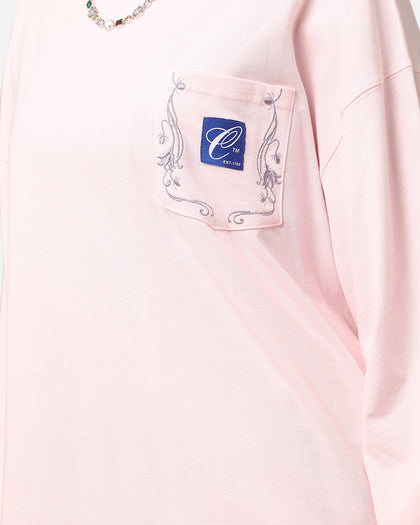Carre Floral Pocket Oversized Long Sleeve T-Shirt Pink