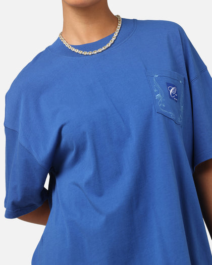 Carre Floral Pocket Oversized T-Shirt Blue