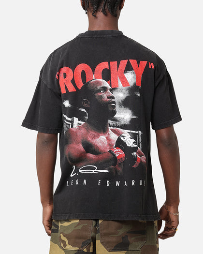 UFC By Culture Kings Leon 'Rocky' Edwards Vintage T-Shirt Black Acidwash
