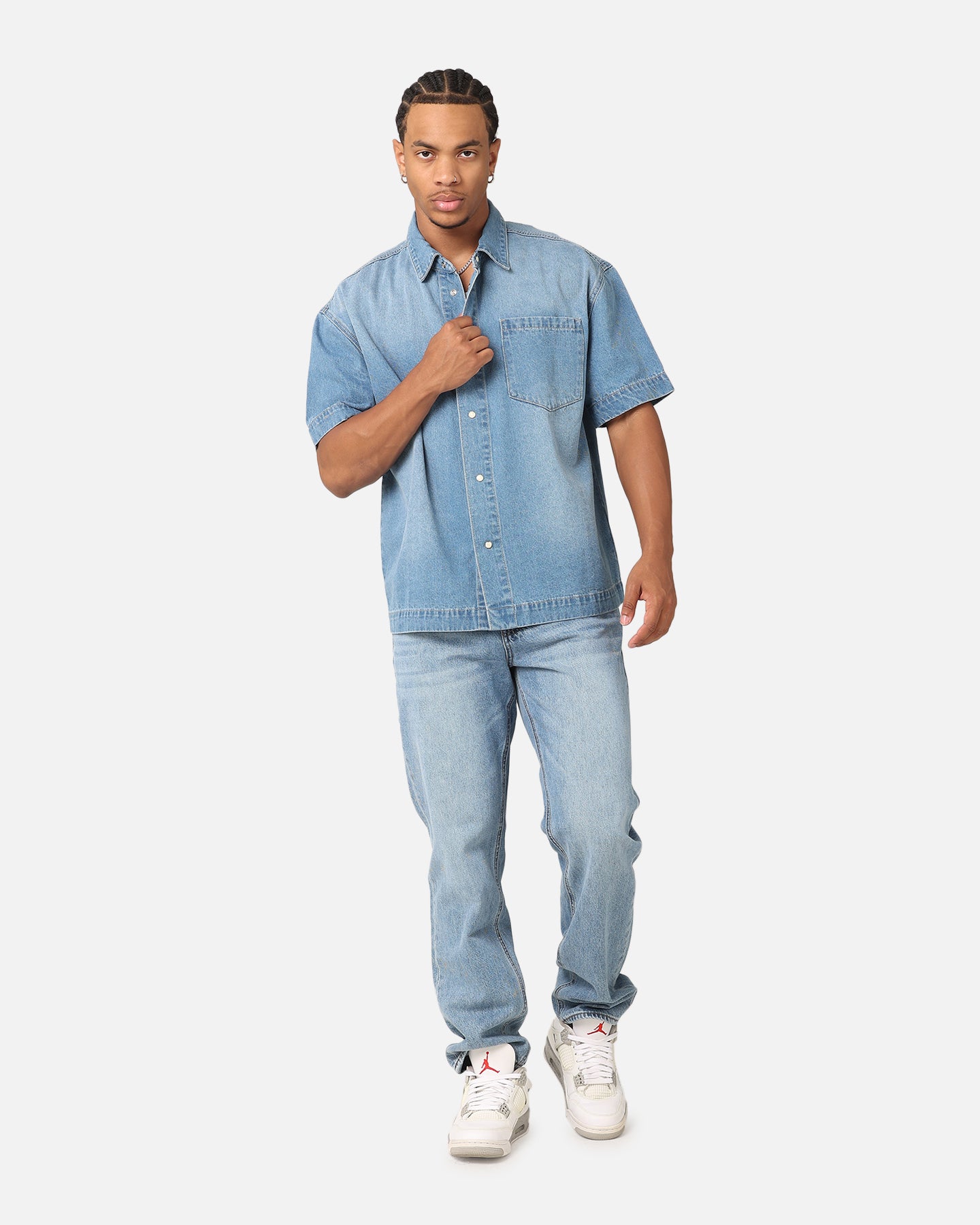 Saint Morta Boxy Denim Shirt Light Blue Denim | Culture Kings US