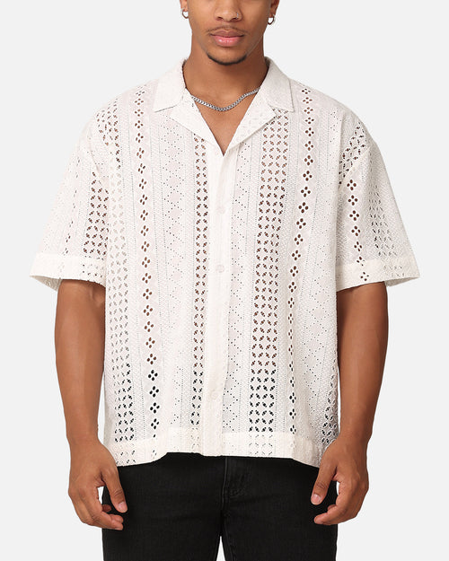 Saint Morta Crochet Button Up Shirt Off White