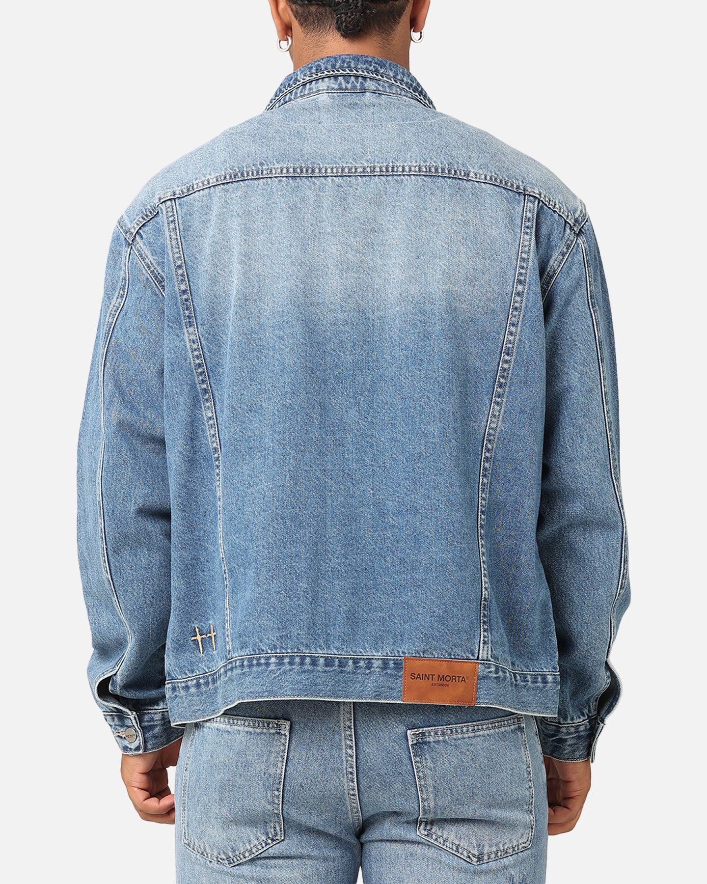 Saint Morta Denim Trucker Jacket Mid Blue Denim | Culture Kings US