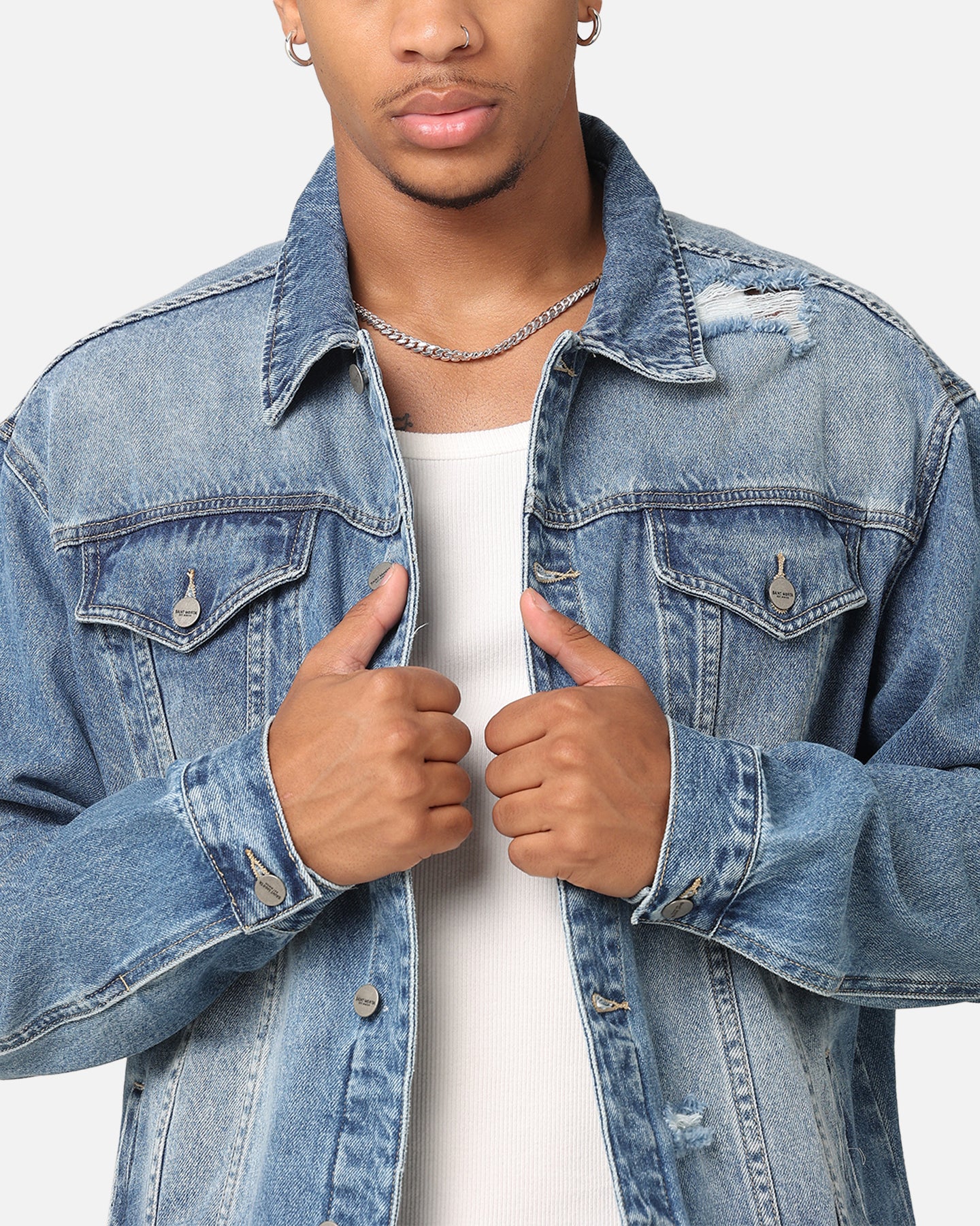 Saint Morta Denim Trucker Jacket Mid Blue Denim | Culture Kings US