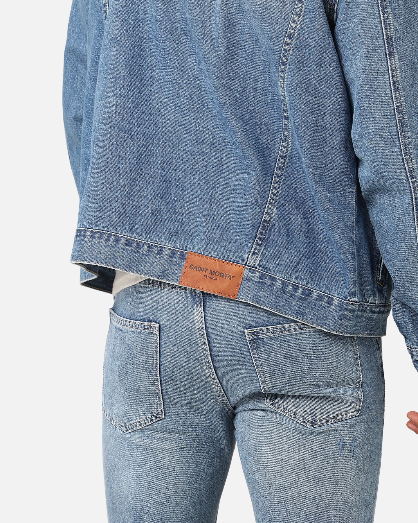 Saint Morta Denim Trucker Jacket Mid Blue Denim | Culture Kings US