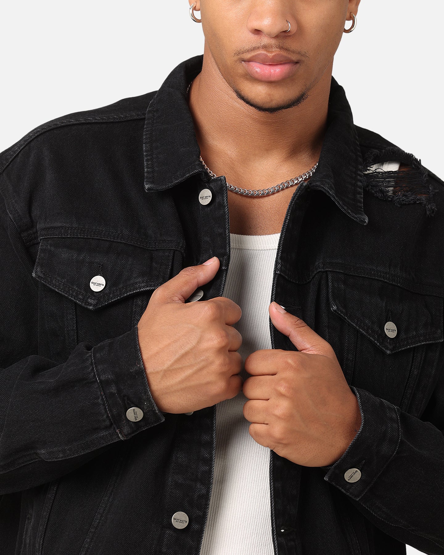 Saint Morta Denim Trucker Jacket Washed Black | Culture Kings US