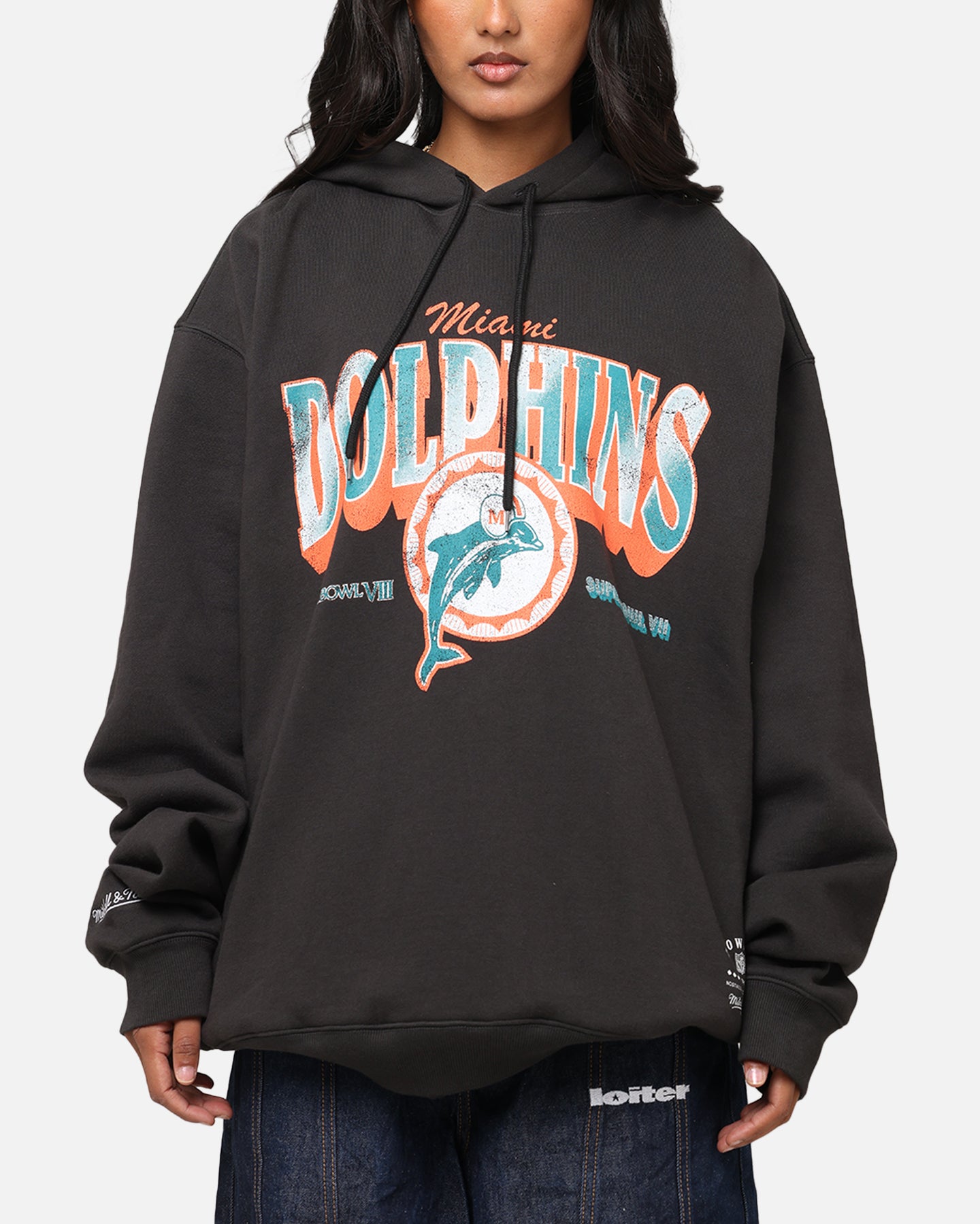 Mitchell & Ness Miami Dolphins Arch Hoodie Faded Black | Culture