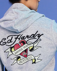 Ed Hardy By Loiter Women's Longue Hoodie Light Grey Marle