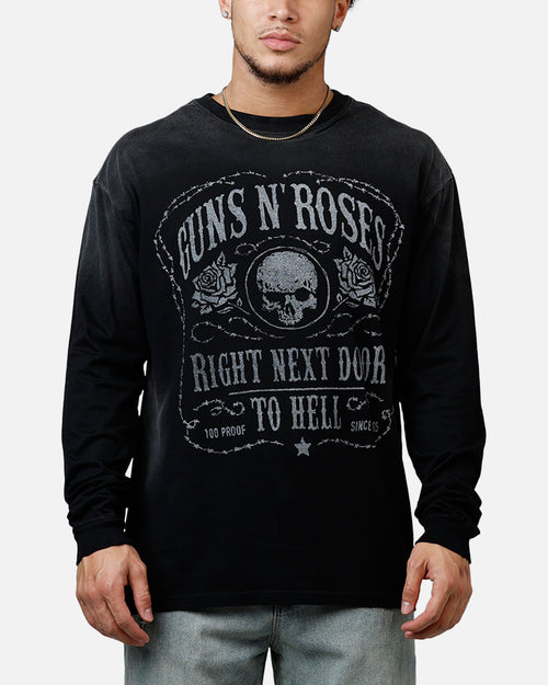 Guns N Roses Next Door To Hell Long Sleeve T-Shirt Washed Black