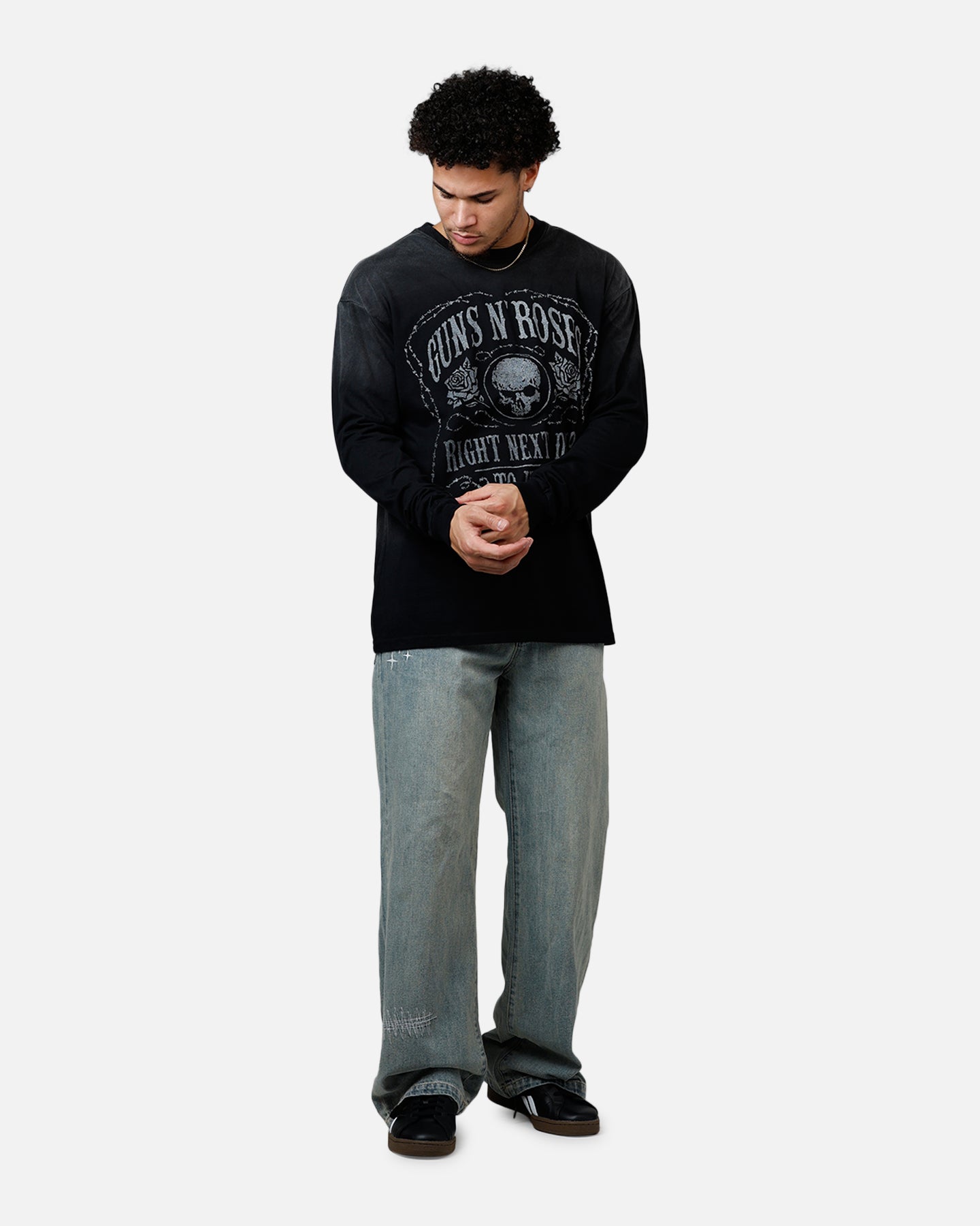 Guns N Roses Next Door To Hell Long Sleeve T-Shirt Washed Black