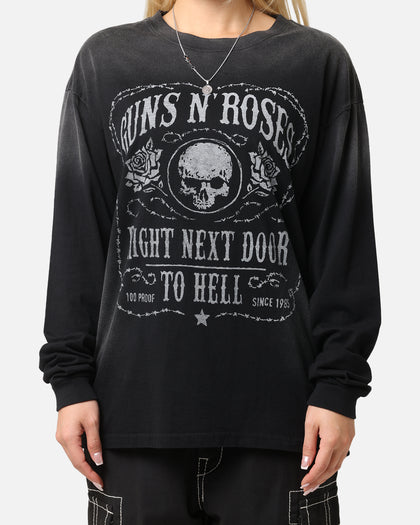 Guns N Roses Next Door To Hell Long Sleeve T-Shirt Washed Black