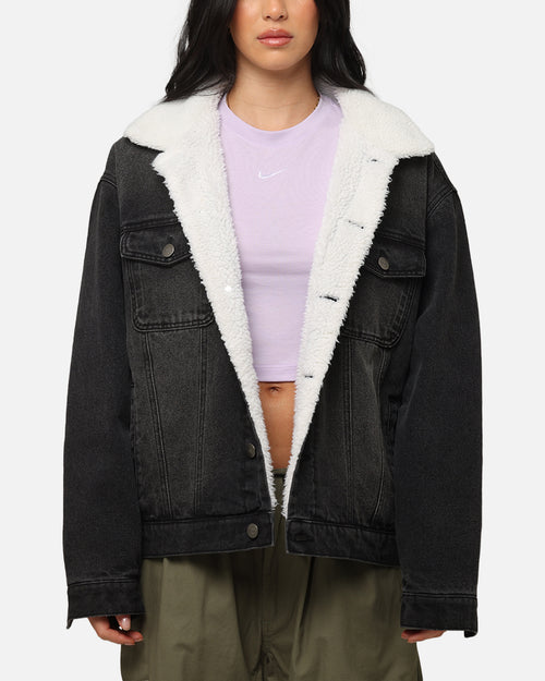 Saint Morta Sherpa Boxy Denim Jacket Black Shadow