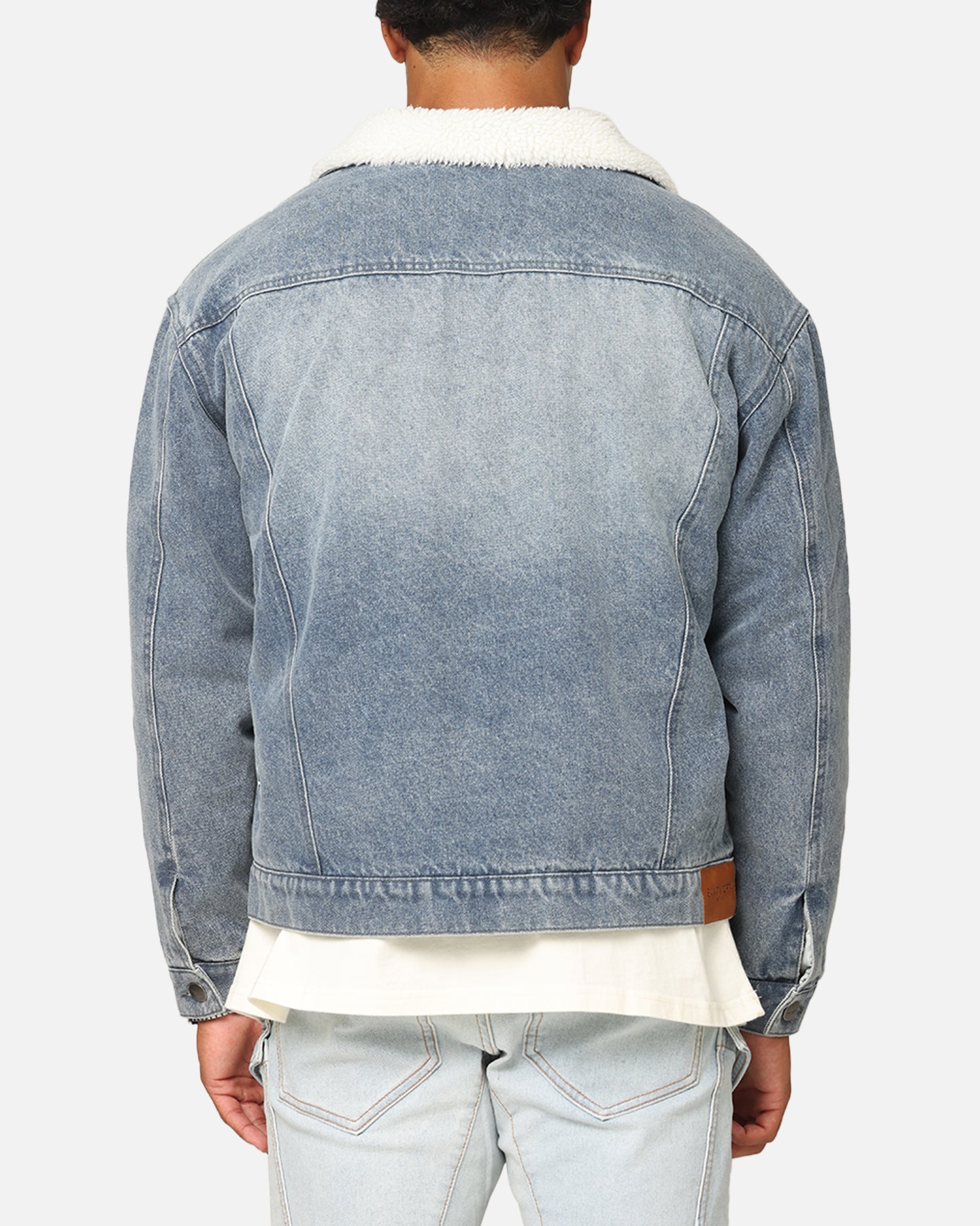 Saint Morta Sherpa Boxy Denim Jacket Dirty Denim | Culture Kings US