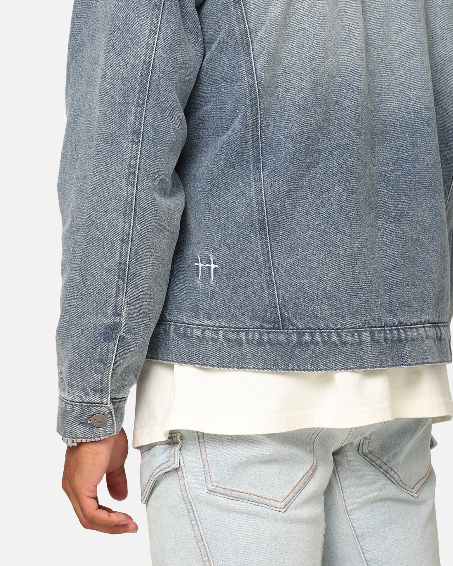 Saint Morta Sherpa Boxy Denim Jacket Dirty Denim | Culture Kings US