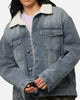 Saint Morta Sherpa Boxy Denim Jacket Dirty Denim