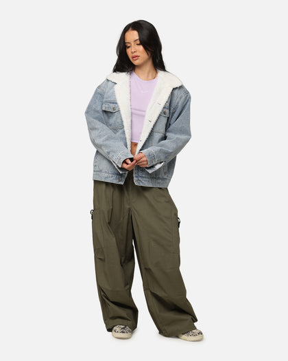 Saint Morta Sherpa Boxy Denim Jacket Superwash Blue