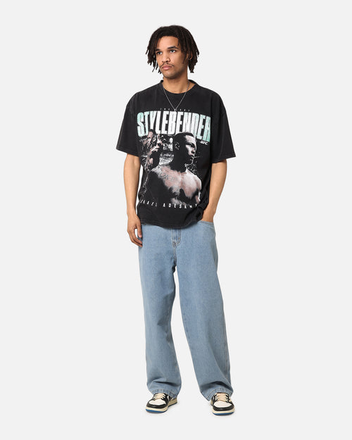 UFC By Culture Kings Israel "The Last Stylebender" Adesanya Revenge Vintage T-Shirt Black Acidwash