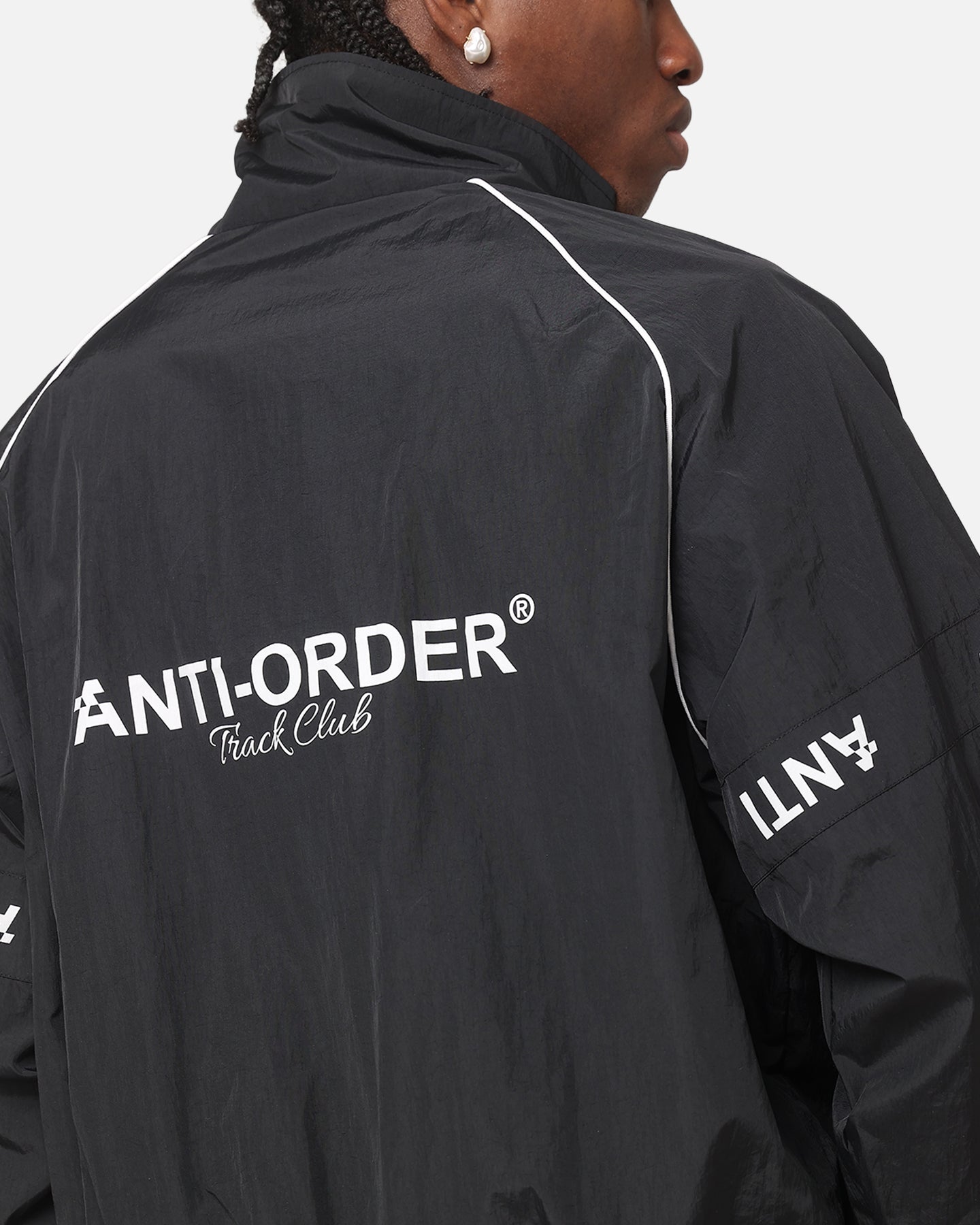 The Anti Order Track Club Windbreaker Jacket Black/Grey | Culture