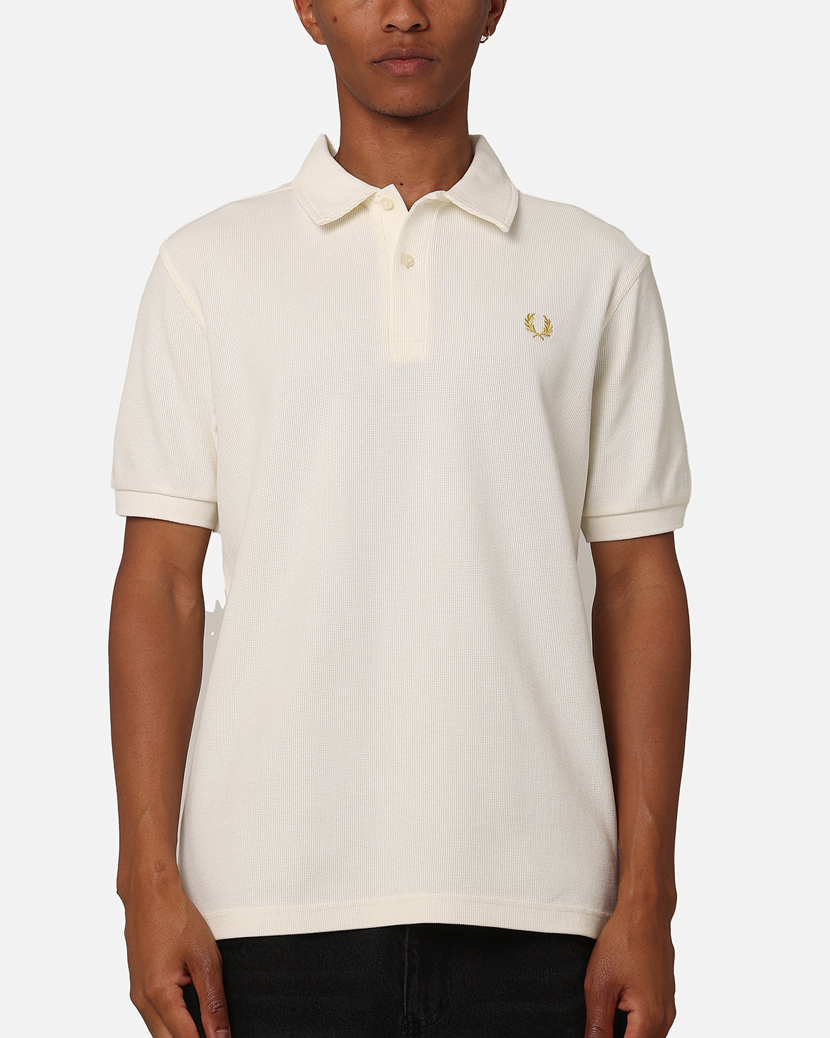 Fred Perry Open Waffle Polo Shirt Ecru | Culture Kings US