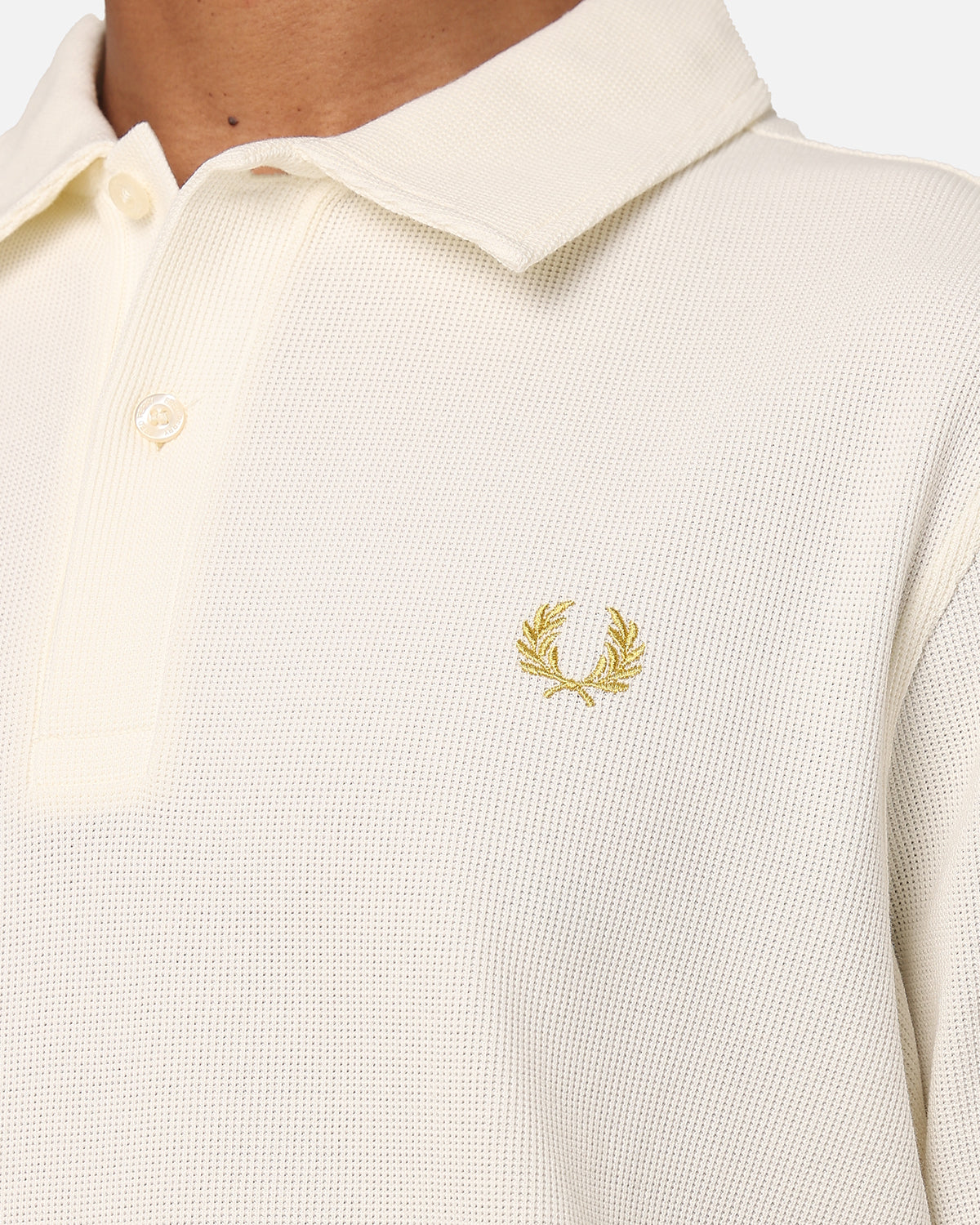 Fred Perry Open Waffle Polo Shirt Ecru | Culture Kings US