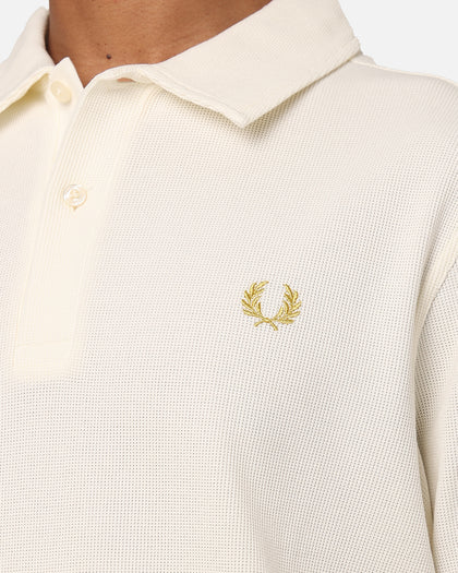 Fred Perry Open Waffle Polo Shirt Ecru