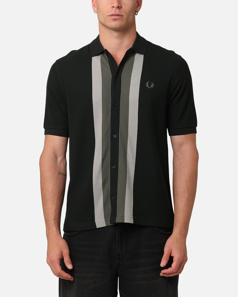 Fred Perry Panelled Button Through Polo Shirt Green | Culture Kings US