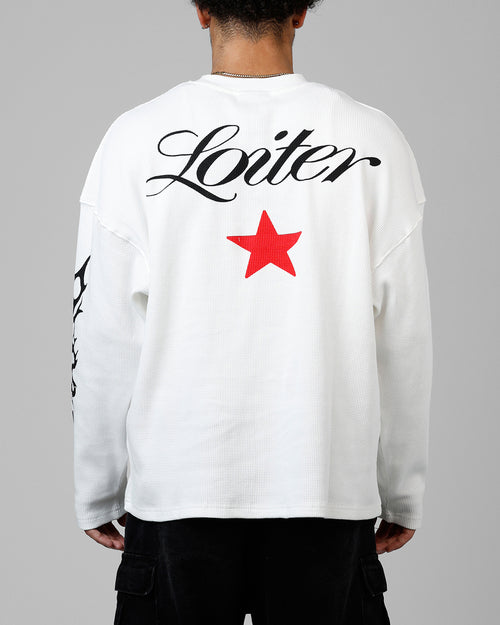 Loiter American Dream Waffle Knit Long Sleeve T-Shirt White