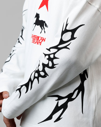 Loiter American Dream Waffle Knit Long Sleeve T-Shirt White