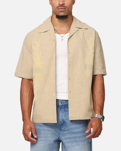 Saint Morta Flocka Button Up Shirt Tan