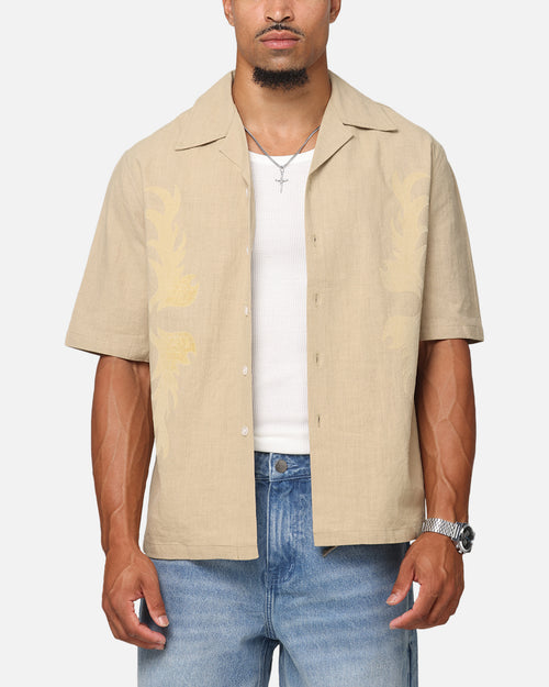Saint Morta Flocka Button Up Shirt Tan