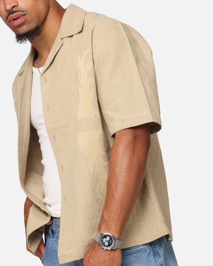 Saint Morta Flocka Button Up Shirt Tan