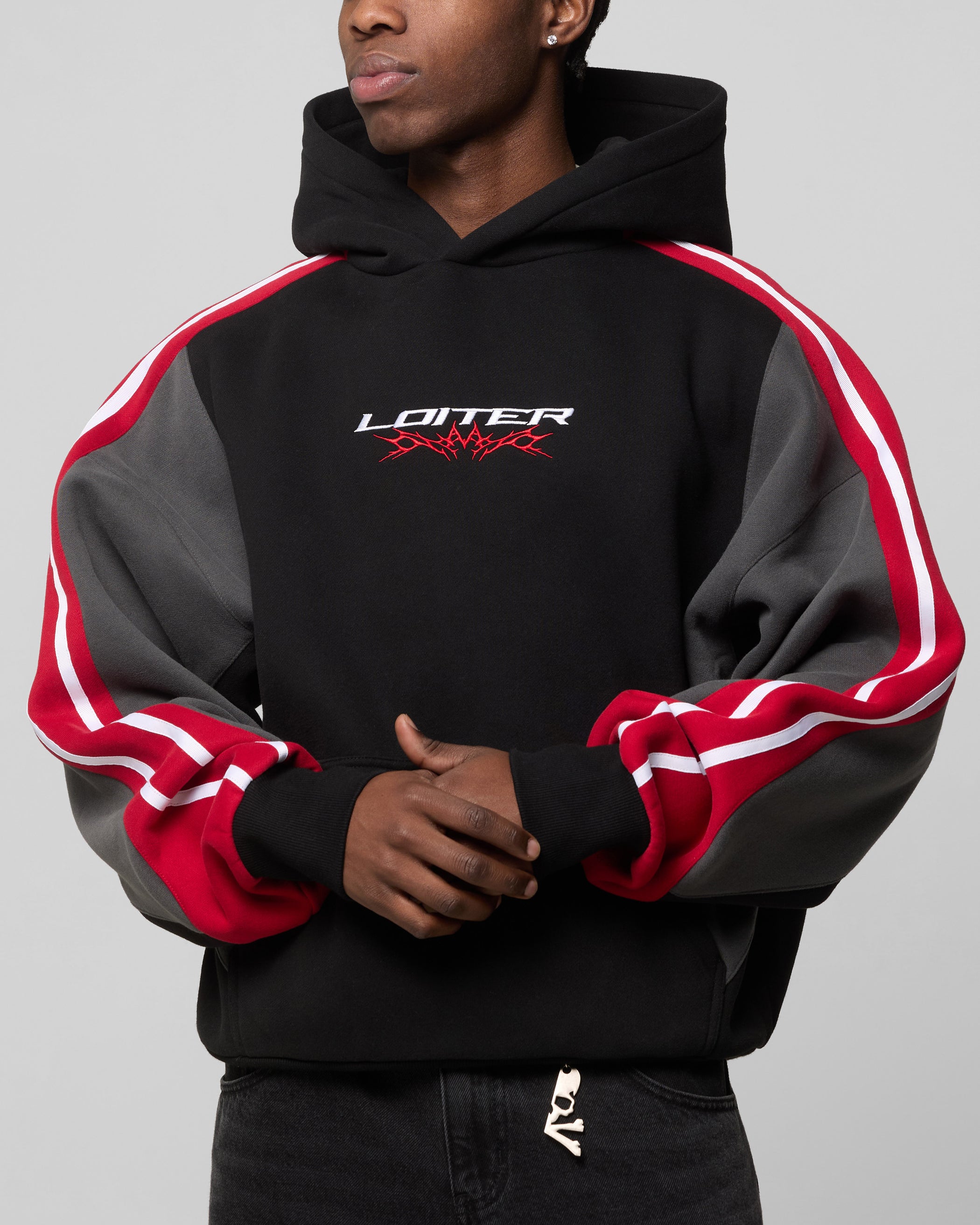 ジャケット・アウター LOHEN LAYERD HOODIE Loiter Hunter Patchwork Hoodie Black/Red | Culture Kings US