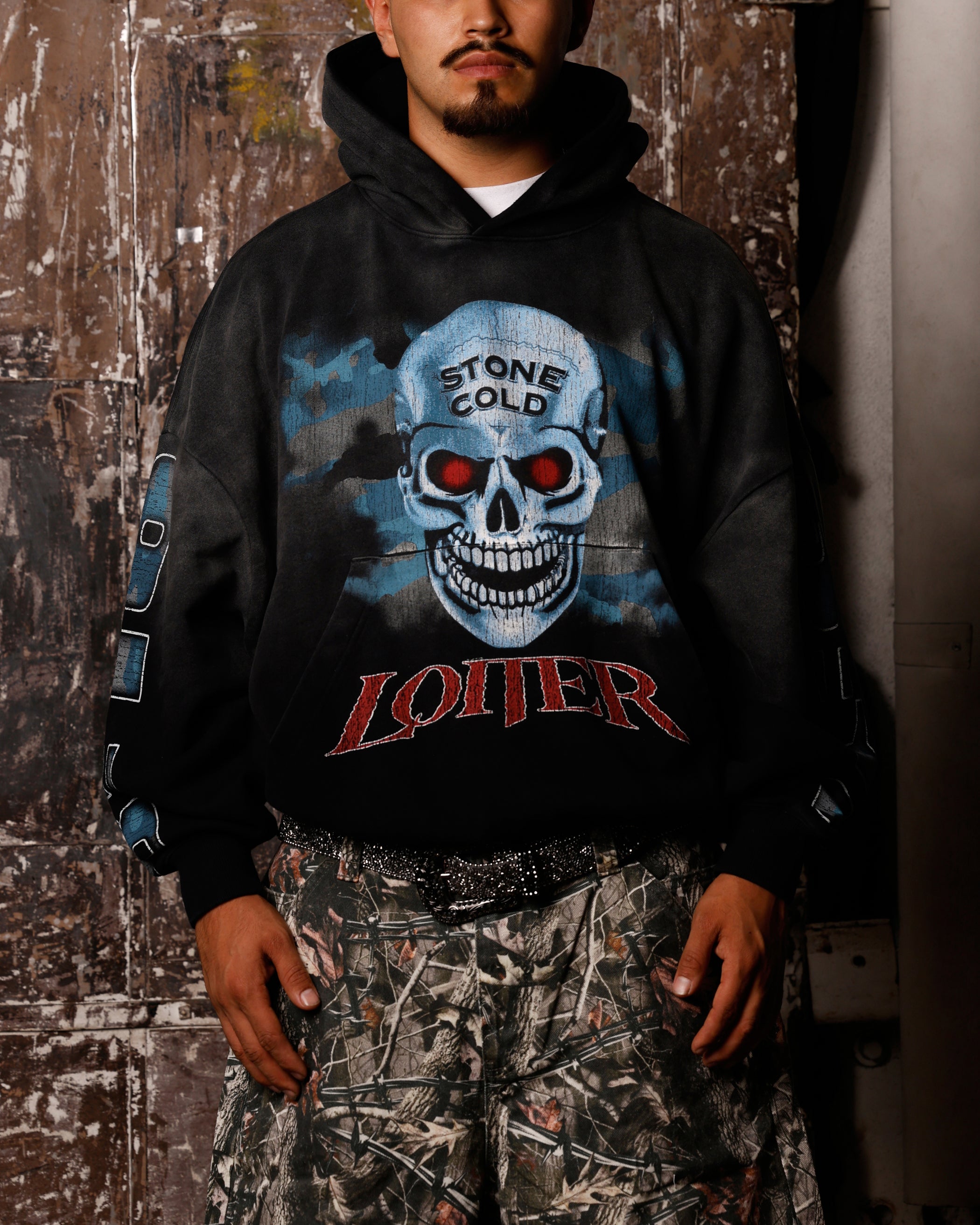 Loiter X WWE Stone Cold Premium Hoodie Vintage Black | Culture